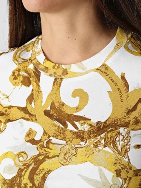 Футболка бавовняна жіноча Versace Jeans Couture vjc76hah6d8js287g03 S Білий/Жовтий (8052019560725) - зображення 4
