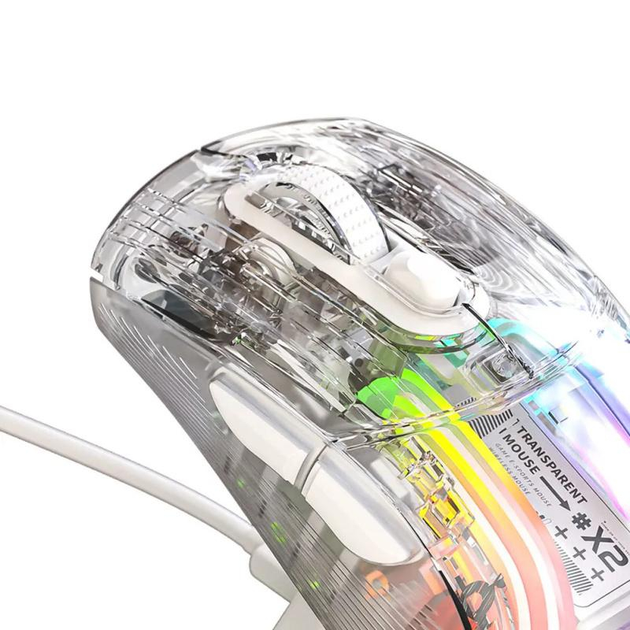 Беспроводная игровая прозрачная мышь Attack Shark X2 Pro с цифровым дисплеем USB 2,4G 300 мАч White - изображение 4