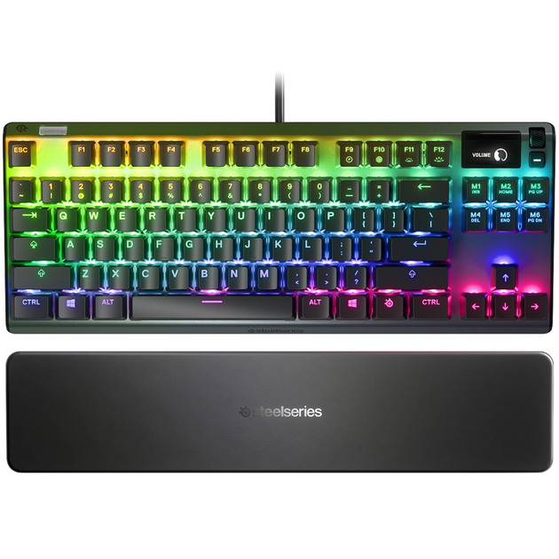 Дротова ігрова механічна клавіатура SteelSeries Apex 7 TKL Red Switch UA OLED Smart Display RGB Black (64646) - зображення 2