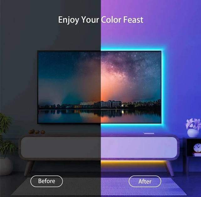 Світлодіодна стрічка RGB Smart LED розумна LED стрічка з пультом дистанційного керування та Bluetooth управління з телефону Самоклеюча гнучка світлодіодна стрічка 1м - зображення 3