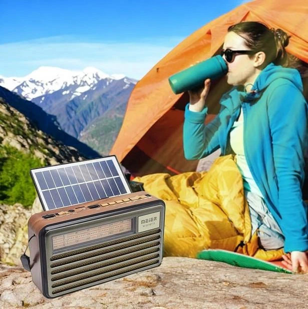 Радиоприёмник Solar Radio на аккумуляторе с солнечной панелью FM портативный с мощным звуком Meier M-52I BT-S USB TF AUX Bluetooth - Фото 7 Радиоприёмник Solar Radio на аккумуляторе с солнечной панелью FM портативный с мощным звуком Meier M-52I BT-S USB TF AUX Bluetooth - изображение 7