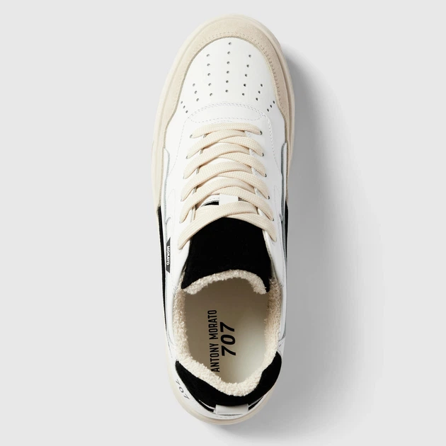 Sneakersy męskie skórzane Antony Morato MMFW01612LE300001-9000 44 Biały/Czarny (8052136464890) - obraz 4