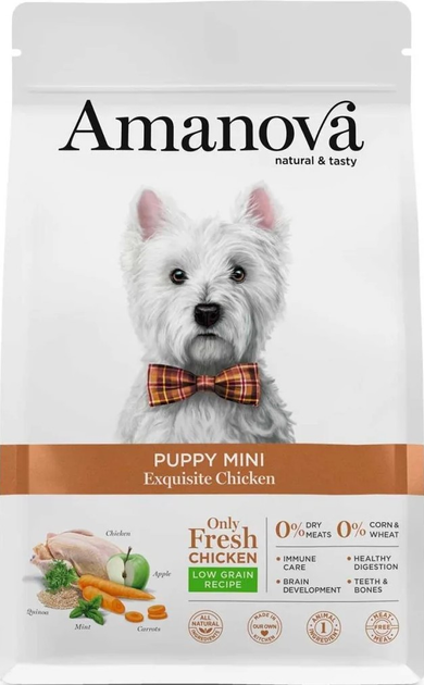 Sucha karma dla szczeniąt Amanova Puppy Mini Exquisite Chicken 2 kg (8413037331580) - obraz 1