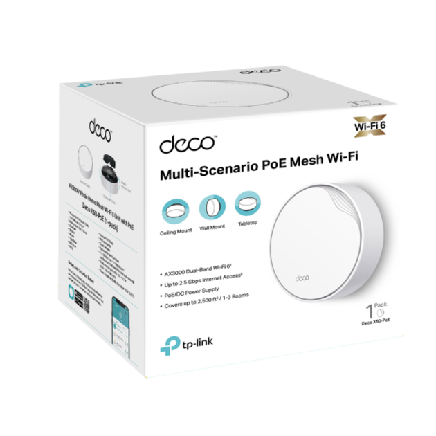 Домашняя Mesh Wi-Fi система TP-Link Deco X50-PoE(1-pack) 3000Мбит/с Белый - Фото 4 Домашняя Mesh Wi-Fi система TP-Link Deco X50-PoE(1-pack) 3000Мбит/с Белый - изображение 4