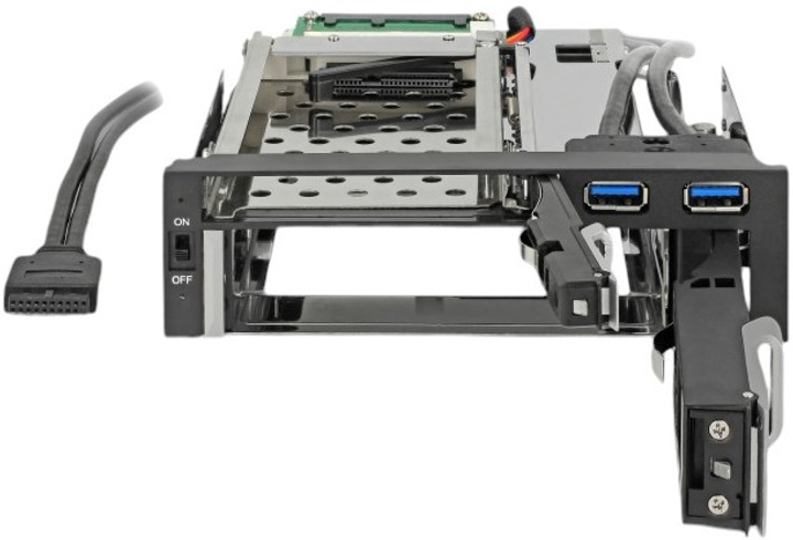 Kieszeń wewnętrzna 5.25" Delock do dysków HDD 1 x 2.5″ + 1 x 3.5″ SATA + 2 x port USB 3.0 (47209) - obraz 4