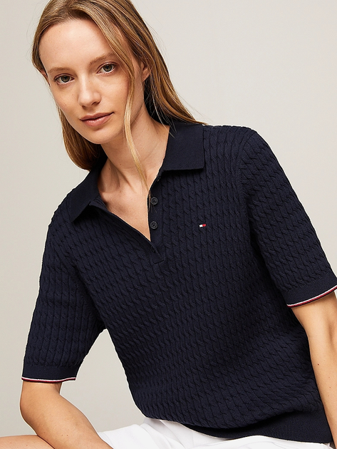 Koszulka polo damska Tommy Hilfiger thww0ww41878dw5 M Granatowa (8720646847006) - obraz 4