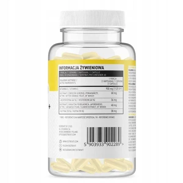 Вітамін C OstroVit Vitamin C+ Hesperedyn + rutin 60caps вітаміни та мінерали - зображення 4