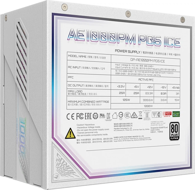 Блок живлення Gigabyte AORUS ELITE P1000W 80+ Platinum White (GP-AE1000PM PG5 ICE) - зображення 6