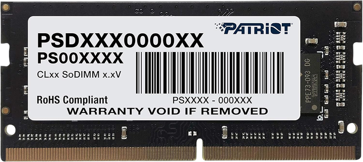 Оперативна пам'ять Patriot SO-DIMM DDR4-3200 8192MB PC4-25600 (7D4832AE0HVD5B3) - зображення 1