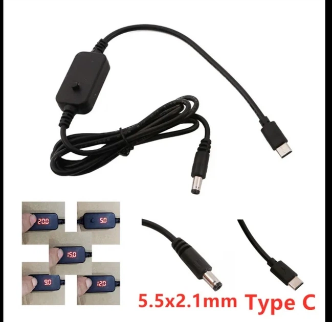 Кабель для роутера триггер 5V 9V 12V 15V 20V 3А PD 60w USB Type C