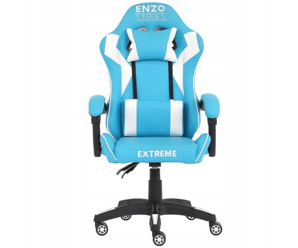 Комп'ютерне крісло обшите екошкірою Extreme EN2O Чорно-блакитне геймерське - изображение 2