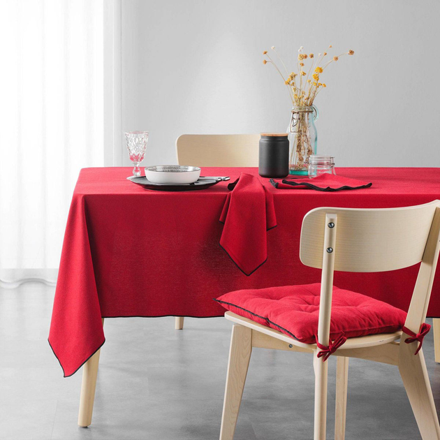 Скатертина Douceur d'interieur Mistraline прямокутна бавовняна 140 x 240 см Червона (3574387312423) - зображення 3