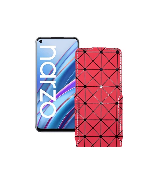 Чохол-фліп з екошкіри для телефону Realme Narzo 30 5G 2021 Червоний ромб - Фото 1 Чохол-фліп з екошкіри для телефону Realme Narzo 30 5G 2021 Червоний ромб - зображення 1