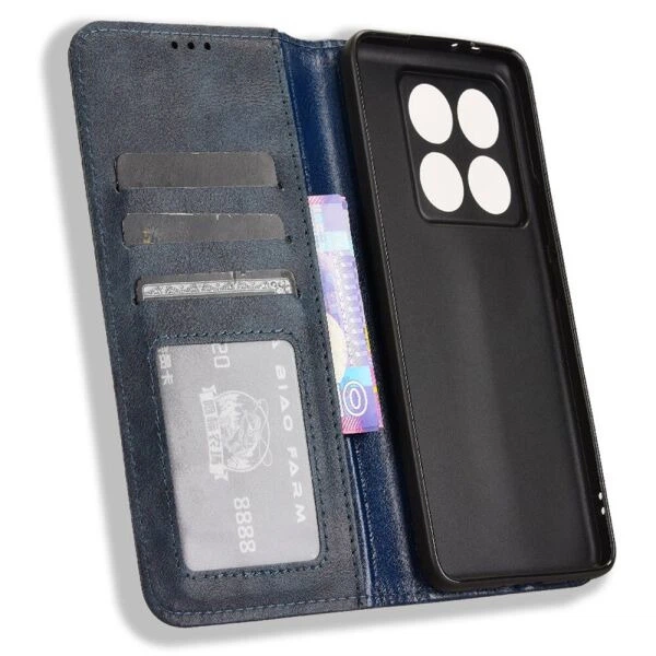 Чехол-книжка Deexe Retro Style для Xiaomi 14T - Blue - изображение 4