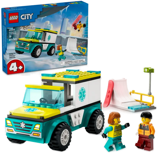 Конструктор Лего Сіті Швидка допомога та сноубордист Lego City 60403 - зображення 7