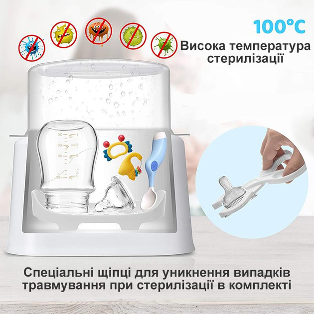 Підігрівач і стерилізатор для дитячих пляшечок на дві пляшечки з таймером та відкладеним запуском Warmer 2С білий - зображення 9