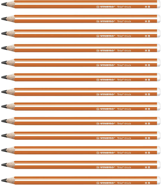 Zestaw ołówków grafitowych Stabilo Trio Thick HB 12 szt (4006381499095) - obraz 1