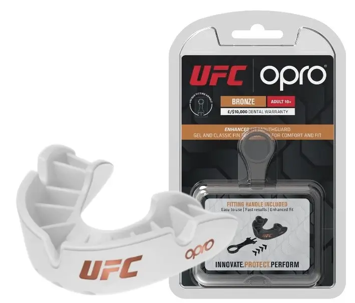 Капа OPRO Bronze UFC доросла вік11+ антибактеріальна білий - Фото 1 Капа OPRO Bronze UFC доросла вік11+ антибактеріальна білий - зображення 1