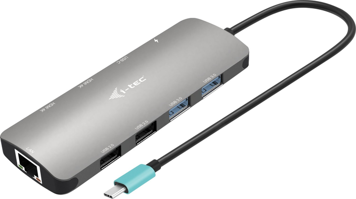 Док-станція i-Tec USB Type-C - USB 3.0 x2, USB 2.0 x2, USB Type-C x2, HDMI x2, RJ-45 Silver (C31NANOHDM2D112W) - зображення 2