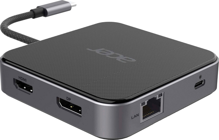 USB-хаб Acer USB-С > HDMI/DP/2xUSB-A3.2/USB-C/RJ45/mini-jack 0.15 м Black (HP.DSCAB.013) - зображення 2