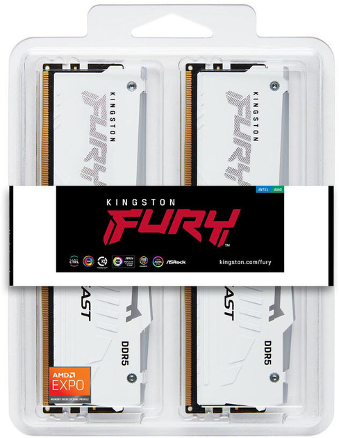 Pamięć RAM Kingston Fury Beast DDR5-6000 RGB 32768MB PC5-48000 (Kit of 2x16384) White (KF560C30BWEAK2-32) - obraz 5