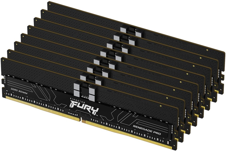 Оперативна пам'ять Kingston Fury DDR5-5600 262144MB PC5-44800 (Kit of 8x32768) Renegade Pro XMP ECC Registered 1Rx4 Black (KF556R36RBK8-256) - зображення 1