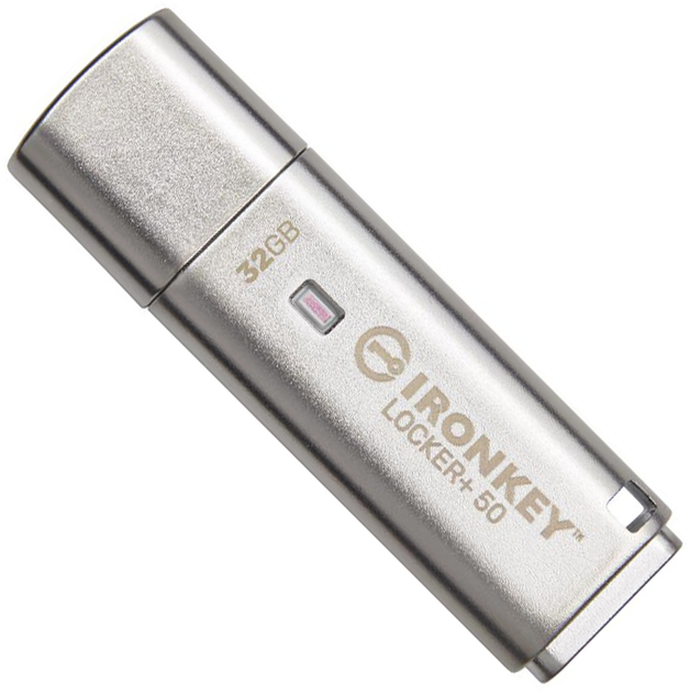 Pendrive Kingston IronKey Locker+ 50 32GB USB 3.2 Silver (IKLP50/32GB) - obraz 1