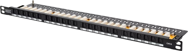 Patch panel Digitus Professional 19" 0.5U CAT6 24xRJ45 UTP składany do szafy/stołu serwerowego (DN-91624U-SL-SH) - obraz 1