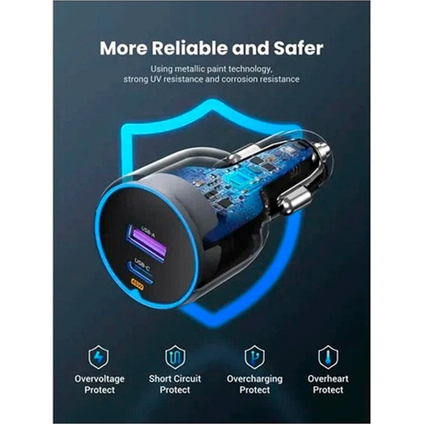 Автомобильное зарядное устройство UGREEN EC701 63W USB-C / USB-A, PD3.0 Gray (35023) - изображение 8