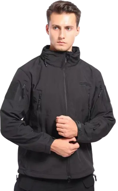 Водонепроницаемая тактическая куртка SOFTSHELL с флисом Solve Black KT6000801 размер 2XL - изображение 1