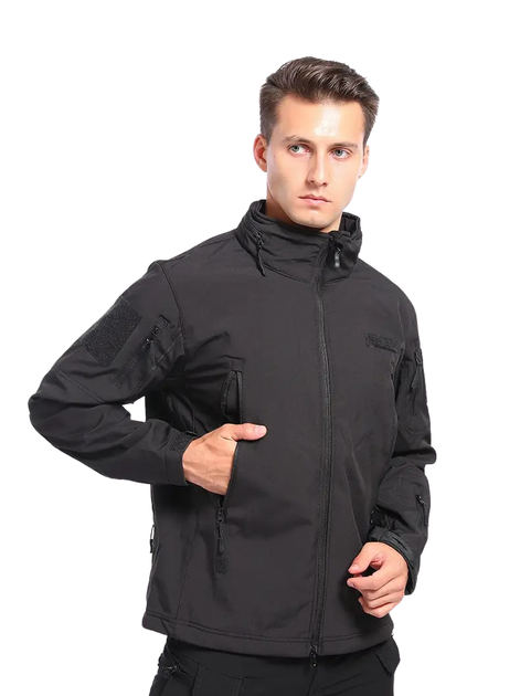 Водонепроницаемая тактическая куртка SOFTSHELL с флисом Solve Black KT6000801 размер 2XL - изображение 2