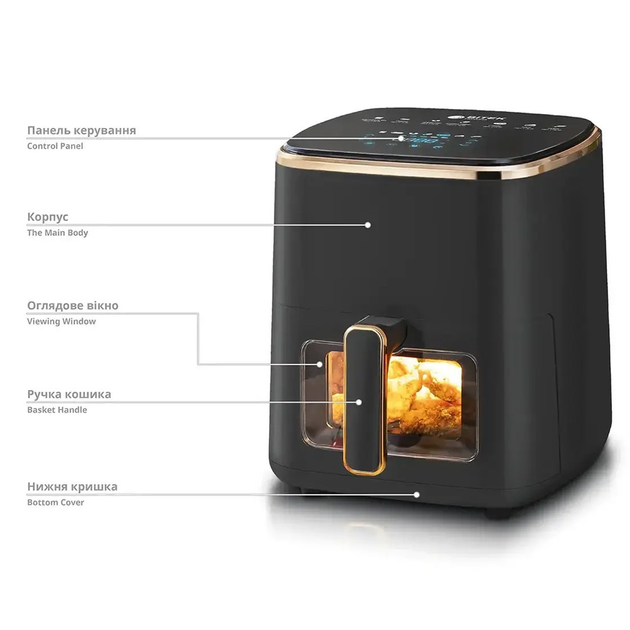 Аерофрітюрниця Air Fryer Bitek BT-5335 об'ємом 7,5 літра та потужністю 3500 Вт. - зображення 3