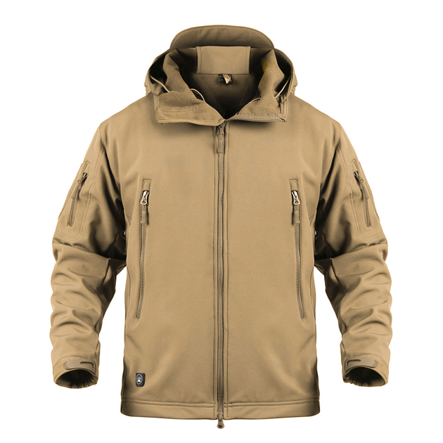 Куртка на флисе тактическая Pave Hawk PLY-6 Sand Khaki 2XL мужская холодостойкая с капюшоном - изображение 1