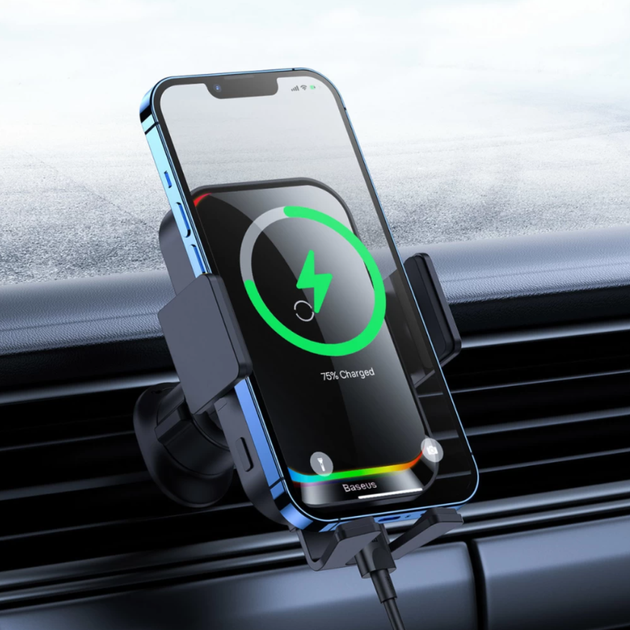 Автодержатель Baseus Halo Electric Wireless Charger 15W (SUDD000001) Black [82037] - изображение 7