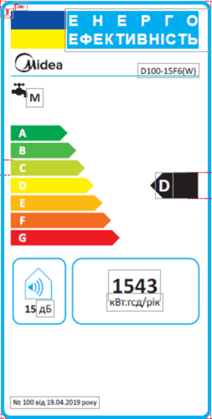 Бойлер Midea d100-15f6 (w) - изображение 9