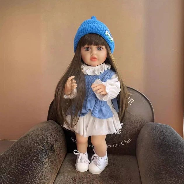 Музична вінілова реалістична лялька Reborn Doll з великими очима (музичний чіп, видає звуки) - зображення 2