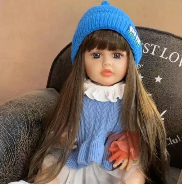 Музична вінілова реалістична лялька Reborn Doll з великими очима (музичний чіп, видає звуки) - зображення 3