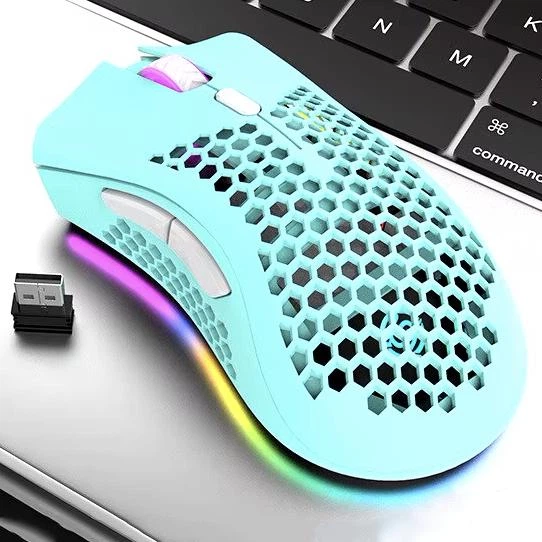 Беспроводная оптическая компьютерная мышь BM600 с RGB подсветкой и разрешением DPI 1600, 800 мАч, бирюзовая "G" (91838750) - изображение 3