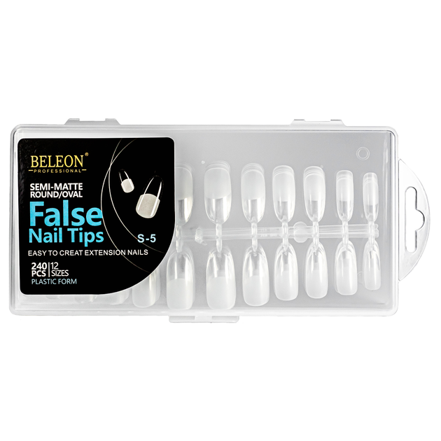 Типсы для наращивания ногтей BELEON False Nail Tips овальные полуматовые 240 штук - Фото 1 Типсы для наращивания ногтей BELEON False Nail Tips овальные полуматовые 240 штук - изображение 1