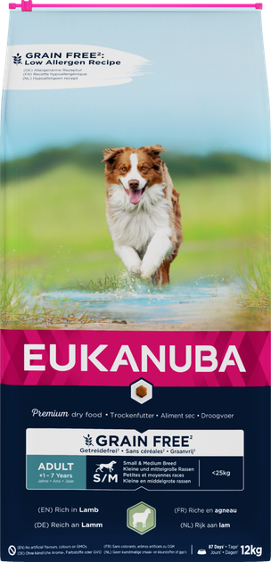 Сухий корм для дорослих собак Eukanuba дрібних і середніх порід Ягня 12 кг (8710255190235) - зображення 1