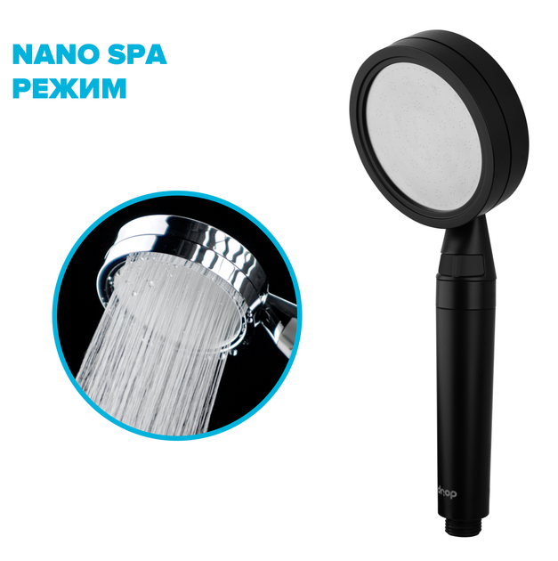 Водосберегающая душевая лейка DROP SPA1F-NANO100B с NANO SPA потоком - Экономия 66%, черная - изображение 2