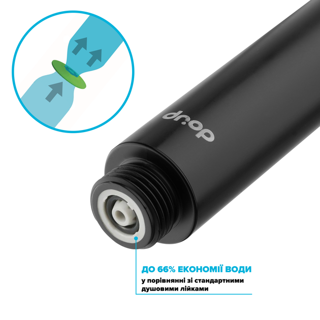 Водосберегающая душевая лейка DROP SPA1F-NANO100B с NANO SPA потоком - Экономия 66%, черная - изображение 6