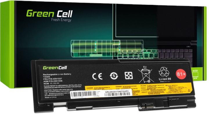 Акумулятор Green Cell 45N1036 45N1037 для ноутбуків 11.1V 3400mAh (5902719422515) - зображення 1