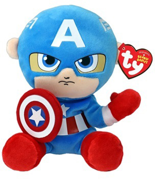 Maskotka Ty Original Beanie Babies Soft Marvel Captain America 20 cm (8421440023) - obraz 1