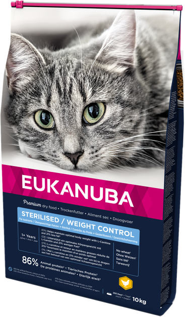 Sucha karma dla kota Eukanuba Adult Sterilised/Weight Control Kurczak 10 kg (8710255121529) - obraz 1