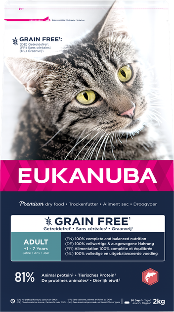 Сухий корм для дорослих котів Eukanuba Grain Free Лосось 2 кг (8710255189291) - зображення 2