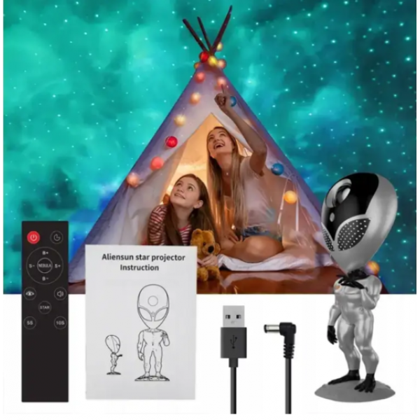 Лазерный ночник проектор звёздного неба Пришелец Инопланетянин TOPA Star Projector night light AlienSun с функцией повторения слов - изображение 7