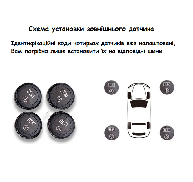 Прибор система контроля давления в шинах с ЖК-дисплеем TPMS, внешние датчики - изображение 7