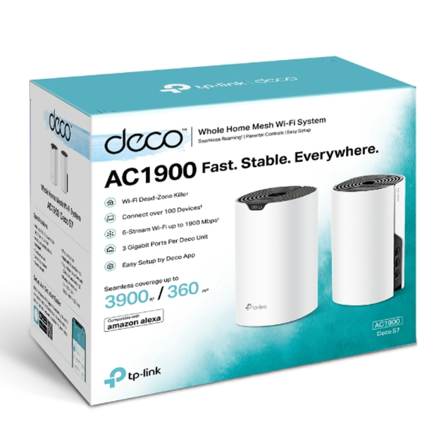 Домашняя Mesh Wi-Fi система TP-Link Deco S7(2-pack) 1900Мбит/с в комплекте 2шт - Фото 3 Домашняя Mesh Wi-Fi система TP-Link Deco S7(2-pack) 1900Мбит/с в комплекте 2шт - изображение 3
