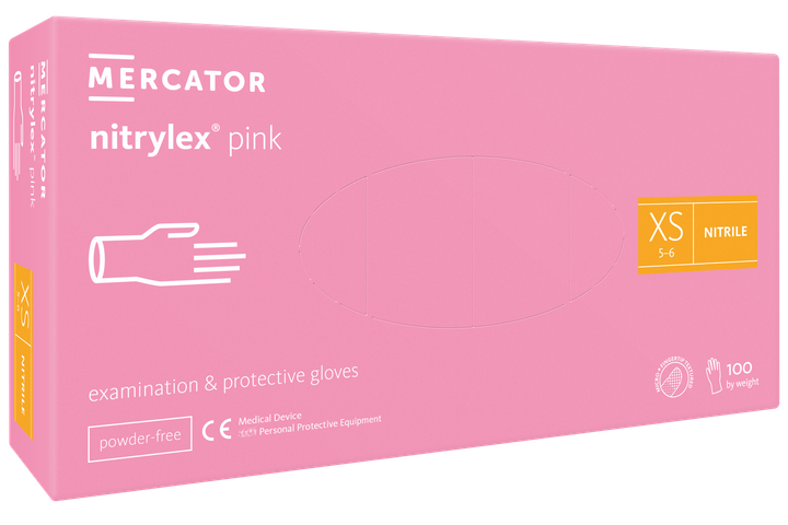 Нитриловые перчатки Mercator Nitrylex Pink XS розовые 50 пар - изображение 1